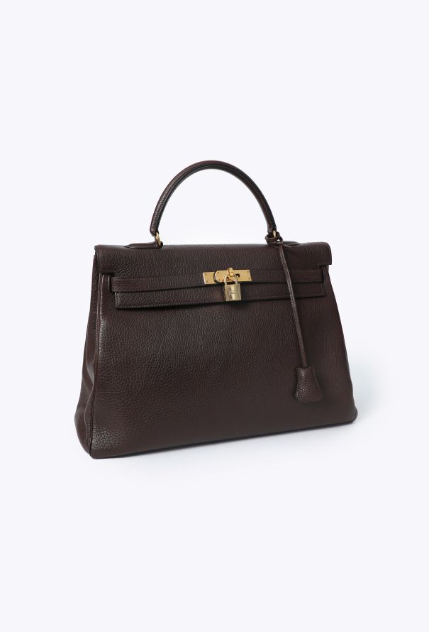 Hermès Vintage Marron Togo Kelly Retourné 35 - 6