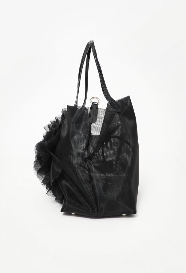Valentino Black Mesh Floral Tote Bag - 6