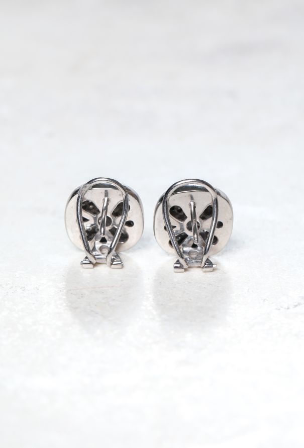 Vintage Fine Jewelry Vintage 18k White Gold Diamond Clover Earrings - 4