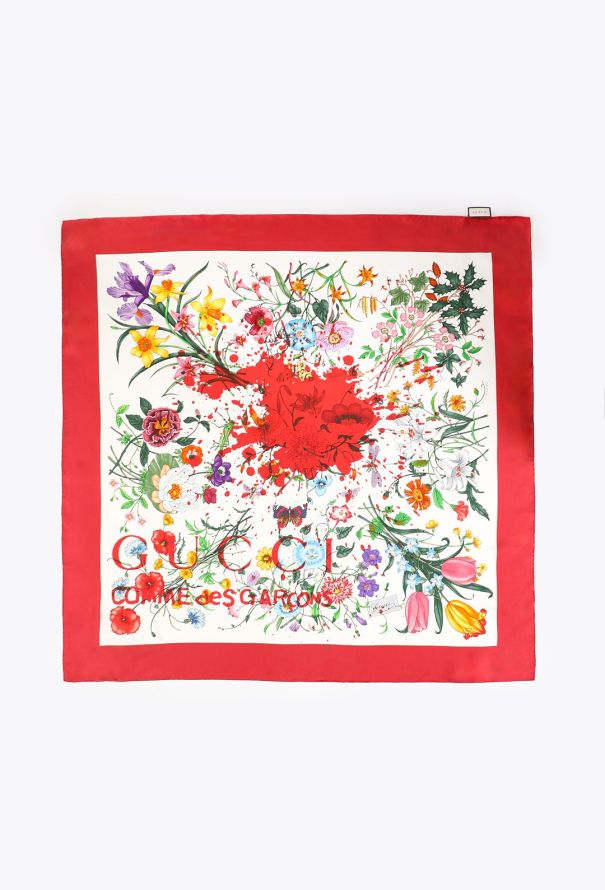 Gucci x CDG Flora Splatter Silk Scarf, 2015 - 1