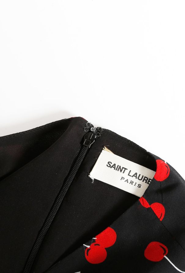 Saint Laurent S/S 2015 Cherry Silk Dress - 7