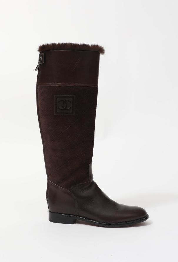 Chanel Fur Trimmed Knee Boots - 1
