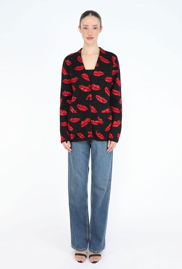 Saint Laurent 2016 Sequin Lip Mohair Cardigan - 3