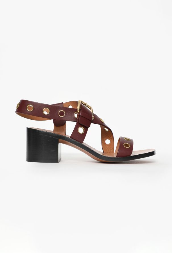 Céline Leather Eyelet Sandals - 1