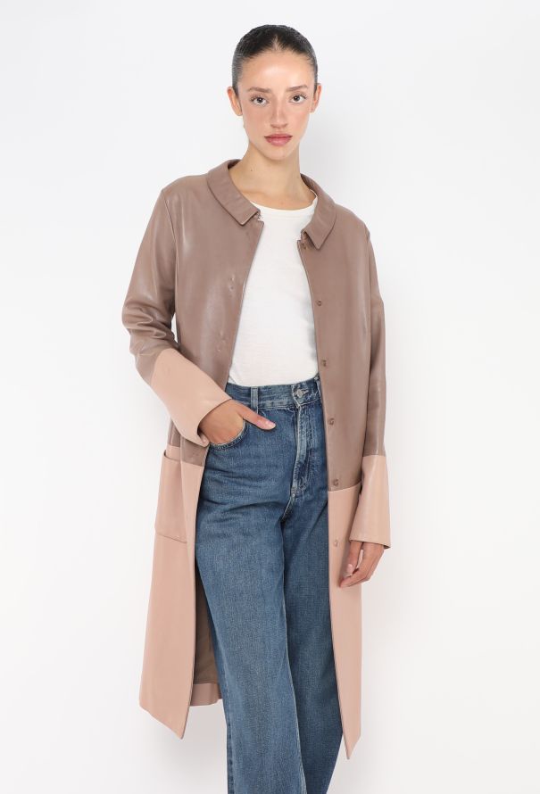 Dior 2015 Raf Simons Tonal Leather Coat - 3
