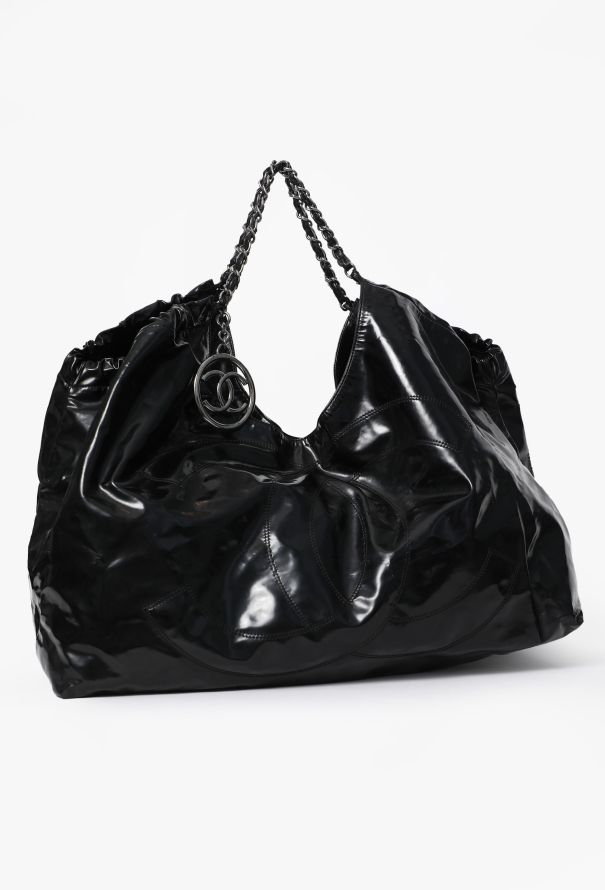 Chanel Black Patent Vinyl Coco Cabas XL Bag - 2
