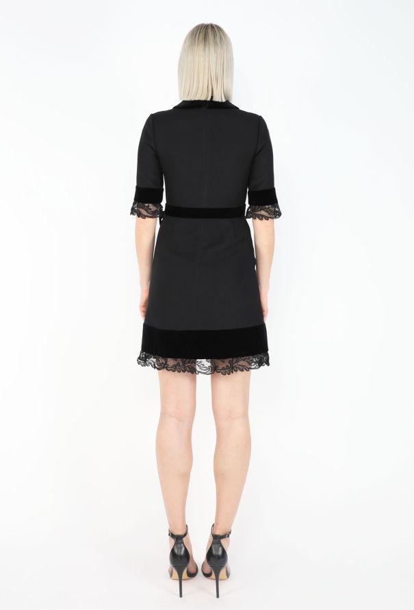 Gucci 2017 Black Silk Lace Pearl Dress - 5