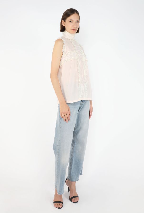 Chanel Lace Trim Cotton Blouse - 4