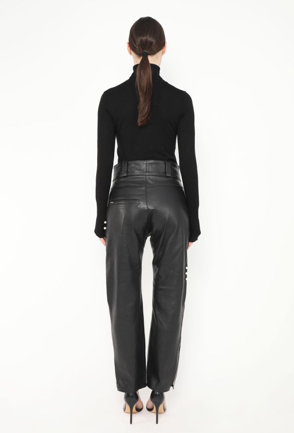 Rodarte S/S 2018 Quilted Pearl Leather Pants - 6