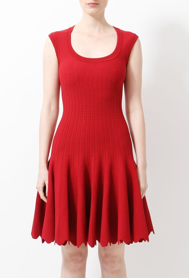 Alaïa S/S 2012 Textured Ruffled Flared Dress Red - 3