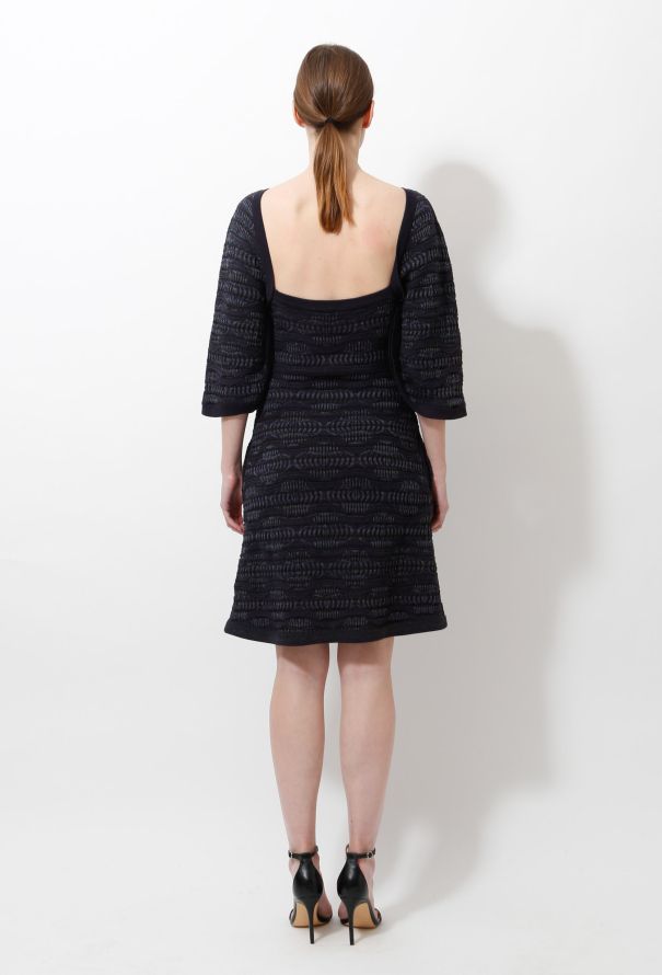 Chanel Navy Graphic Knit Dress - 5
