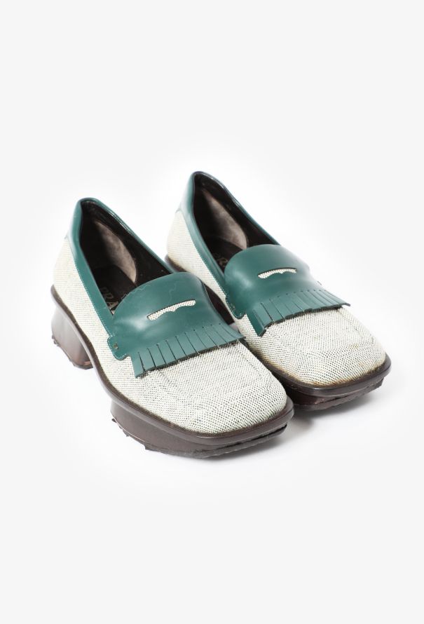 Prada Bicolor Canvas Loafers - 2