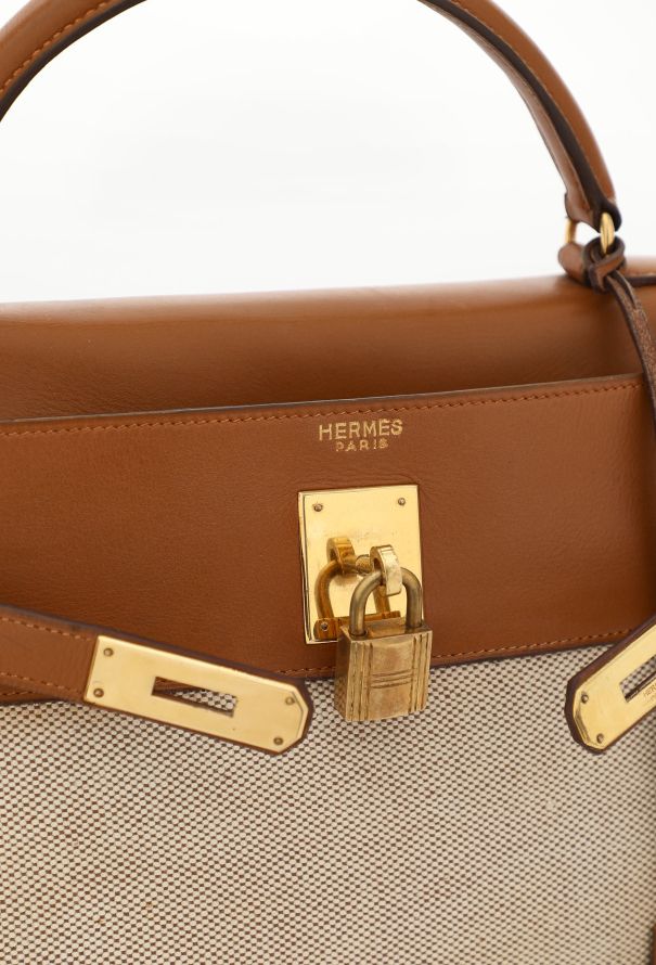 Hermès 1960s Toile H & Box Kelly Retourné 32 - 22