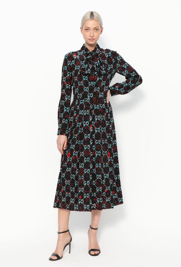 Gucci 2016 x Trevor Andrew Printed Silk Dress - 3