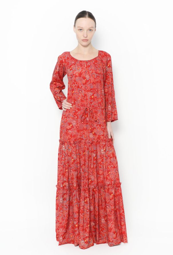 '70s Red bohemian floral print maxi dress - 3