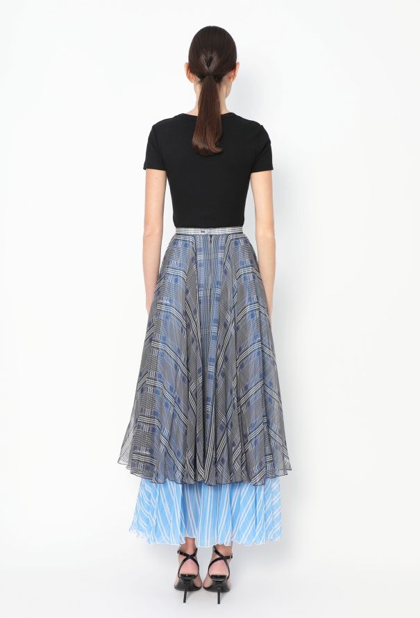 Louis Vuitton S/S 2024 Layered Plaid Chiffon Skirt - 7