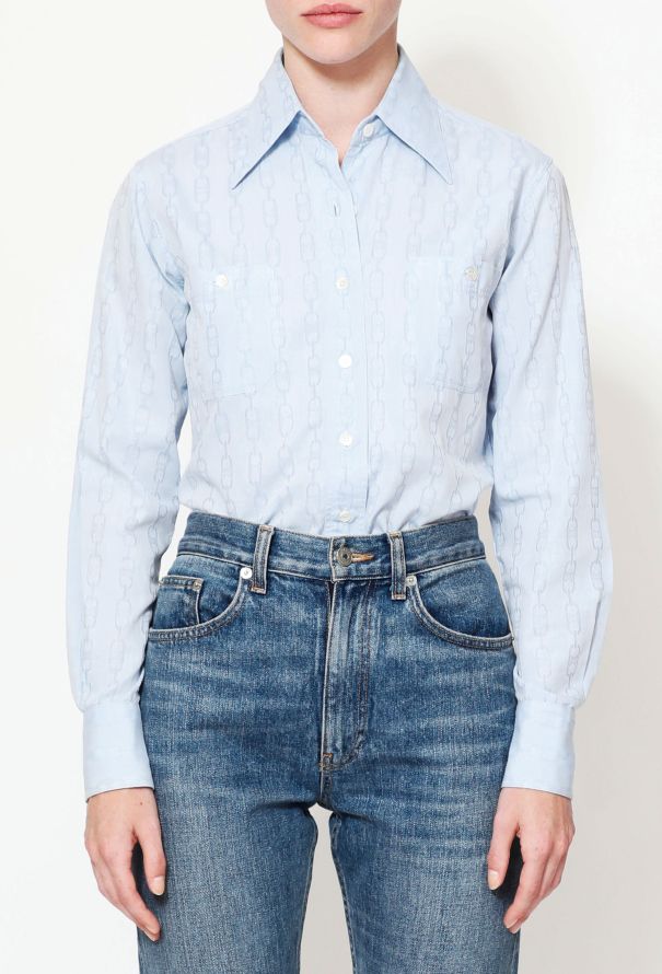 Céline ‘70s Chainlink Triomphe Cotton Shirt - 1