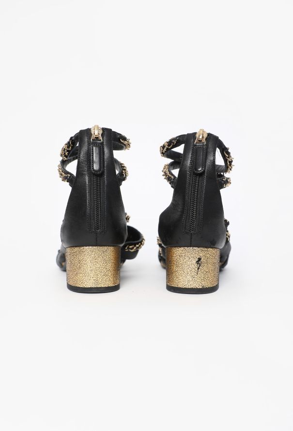 Chanel Chainlink Leather Gladiator Sandals - 4