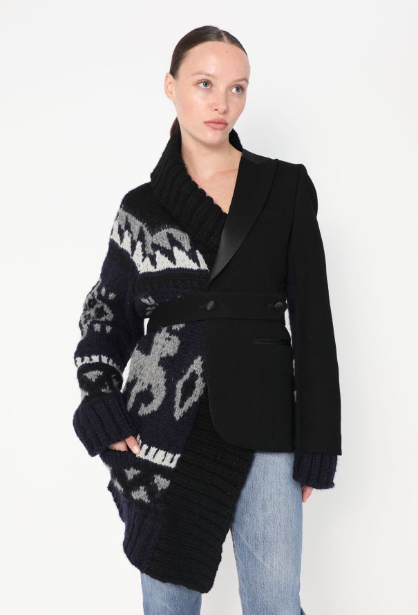 Sacai 2018 Split Cardigan Smoking Blazer - 4