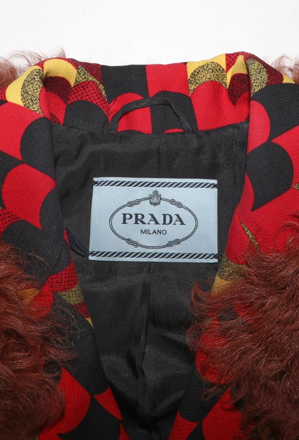 Prada F/W 2014 Graphic Shearling Trim Coat - 8