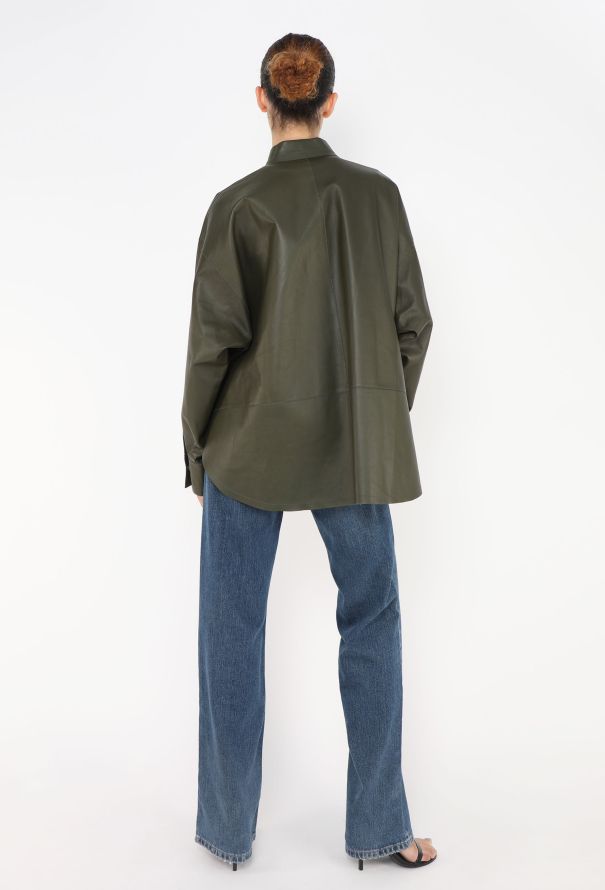 Loewe 2020 Khaki Lambskin Overshirt - 4