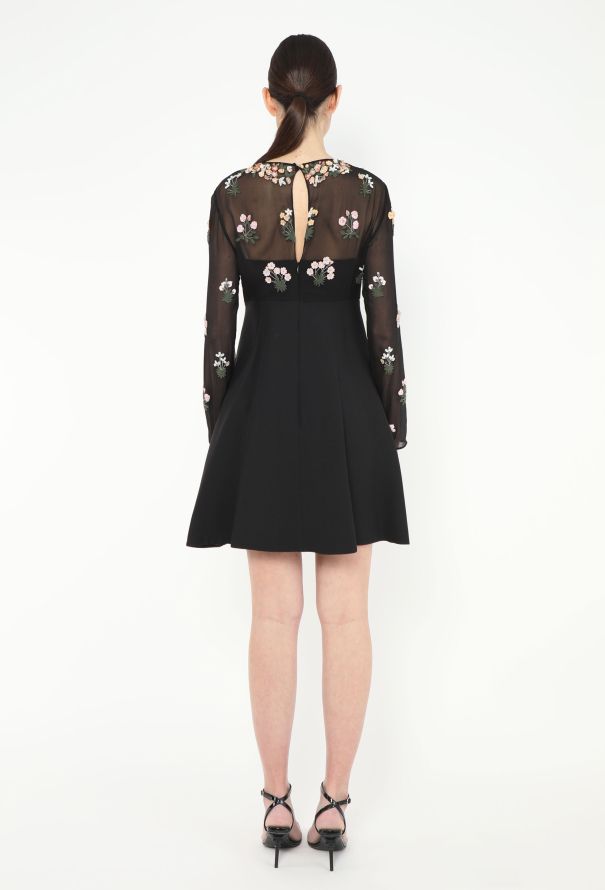 Valentino Floral Beaded A-Line Dress - 4