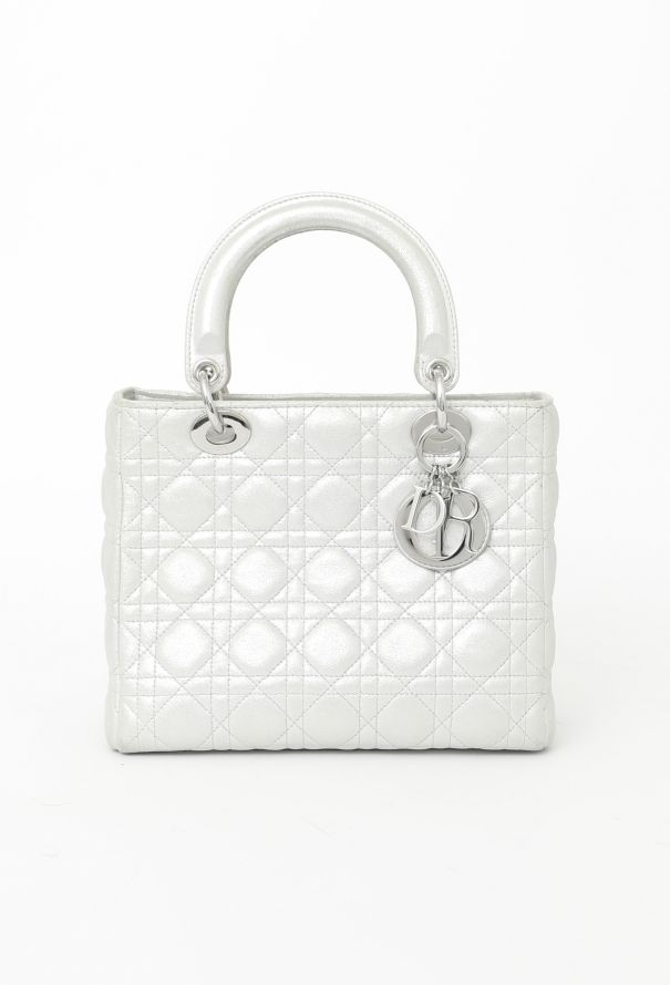 Dior Metallic Silver Lady Dior Bag - 1