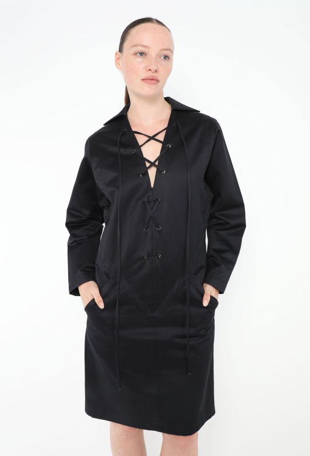 Saint Laurent Rare S/S 1991 Lace-Up Safari Dress - 5