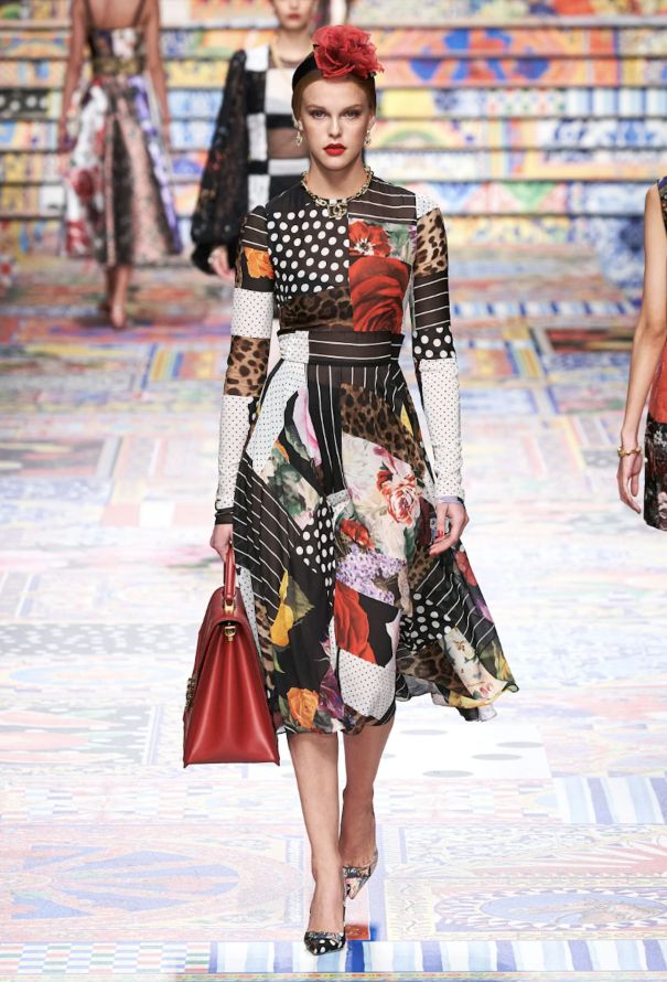 Dolce & Gabbana S/S 2021 Patchwork Silk Dress - 2
