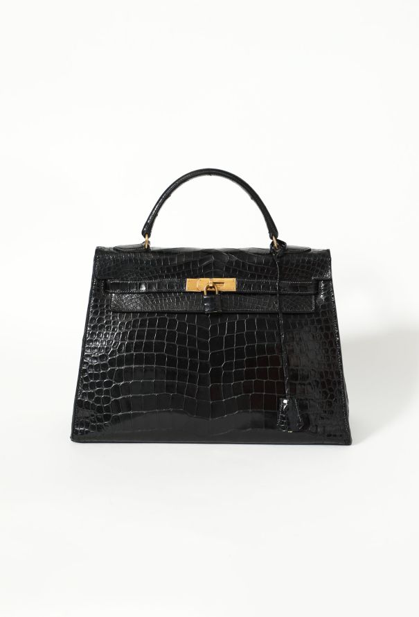 Hermès '50s Bleu Nuit Porosus Kelly Sellier 32 - 1