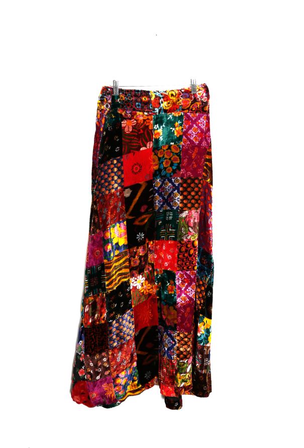 Velvet Patchwork Maxi Skirt - 5