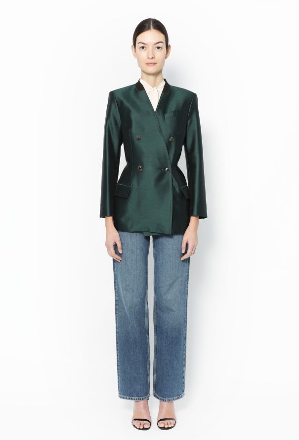 Givenchy S/S 2020 Collarless Silk Blazer - 3