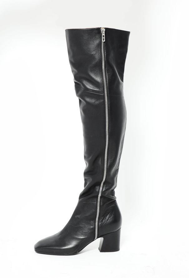 Hermès Leather Knee Boots - 5