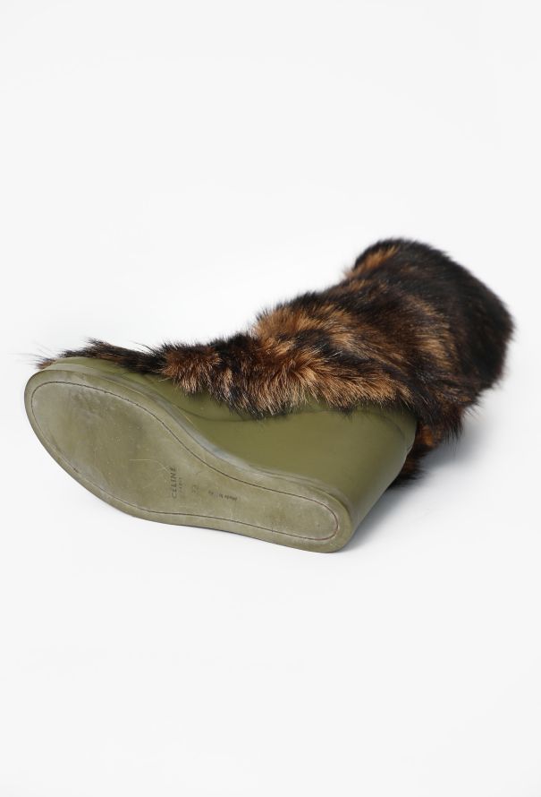 Céline 2012 Fur Wedge Boots - 5