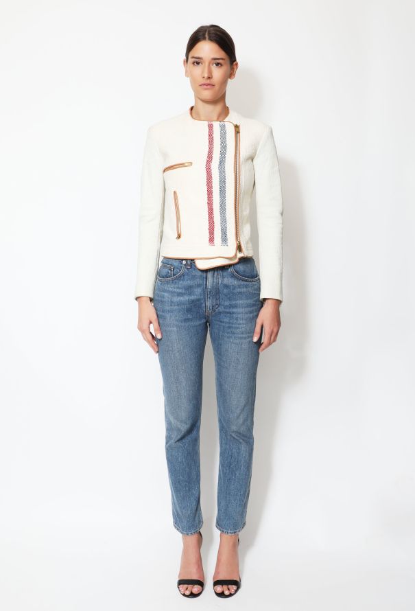 Céline Linen Leather Zip Jacket - 3