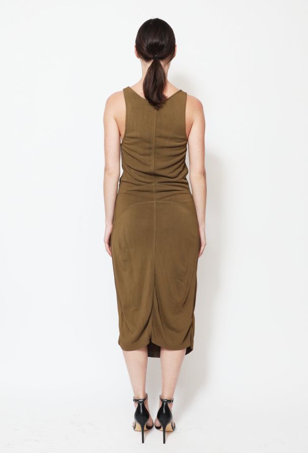 Alaïa 90s Khaki Ruched Dress - 3