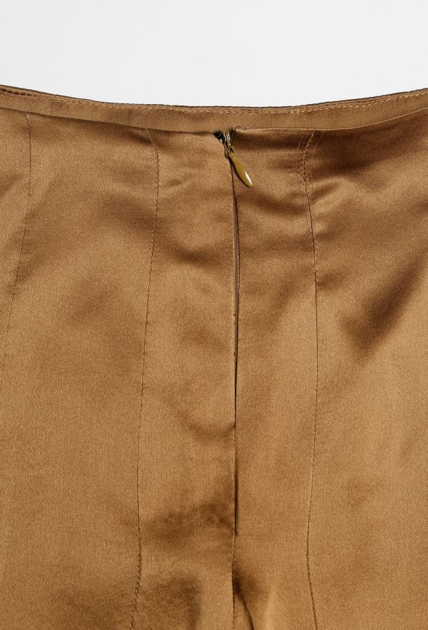 Chanel Brown satin midi Flared Silk Skirt - 5