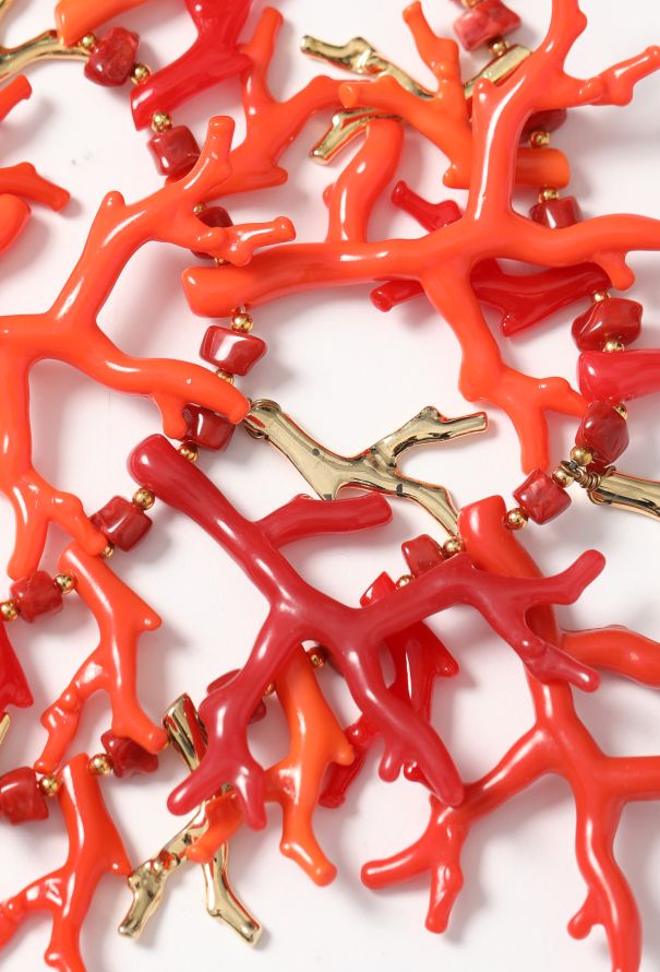 Kenneth Jay Lane Late '80s Coral Resin Bib Necklace - 3