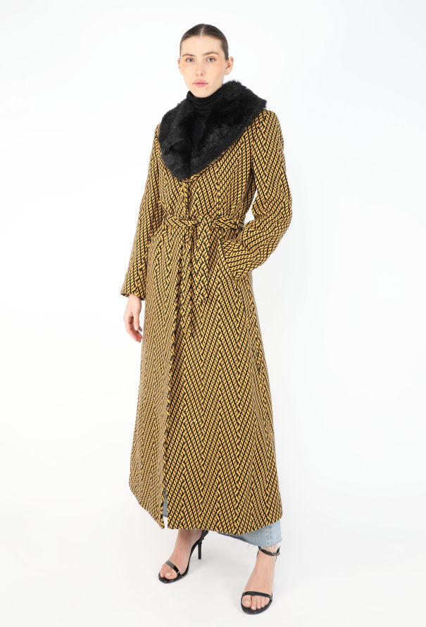 Gianni Versace '90s Chevron Belted Coat - 1