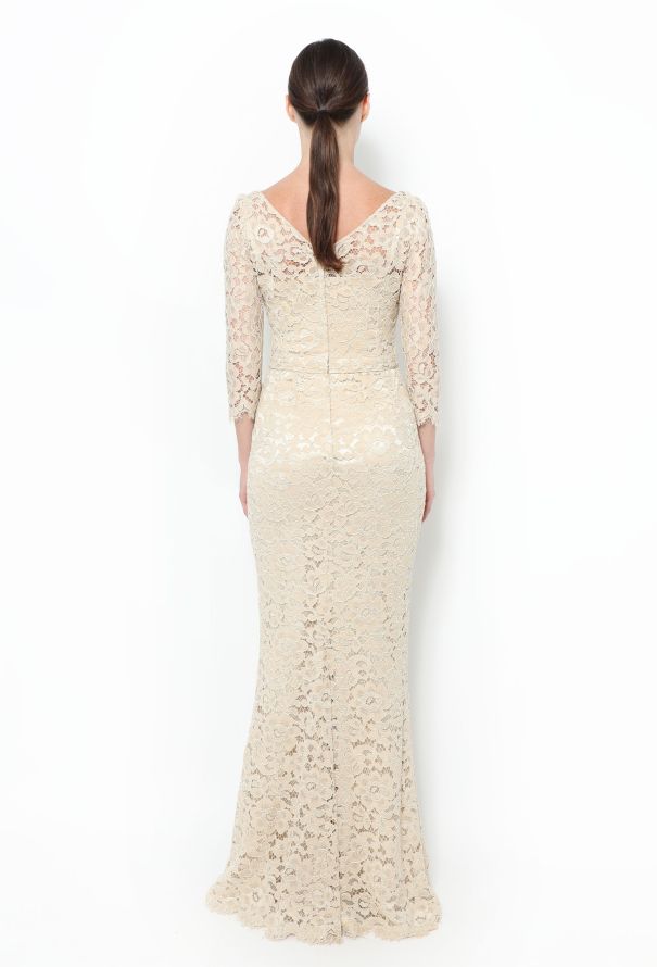 Dolce & Gabbana '90s Ivory Guipure Silk Gown - 3