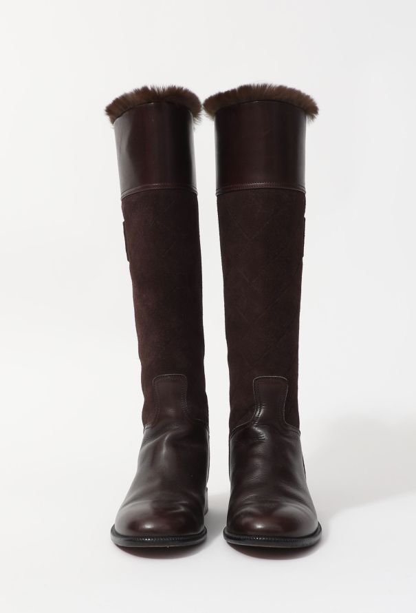 Chanel Fur Trimmed Knee Boots - 2