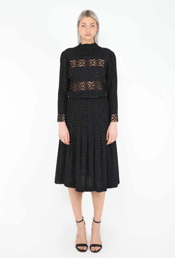 Chloé RARE Fall 1996 Printed Lace Dress Ensemble - 1