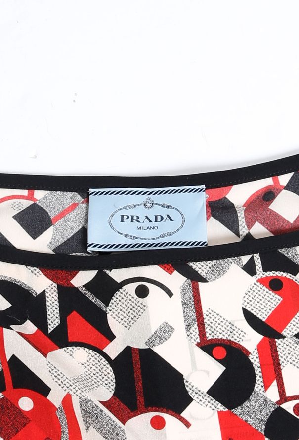 Prada Geometric Print Silk Dress - 4