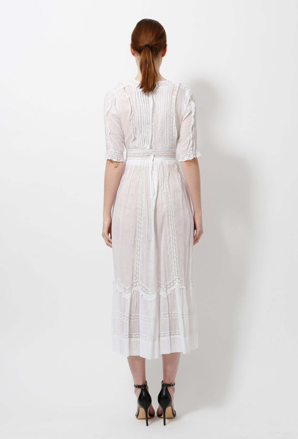 Pleated Ruffled Lace Dress - 5