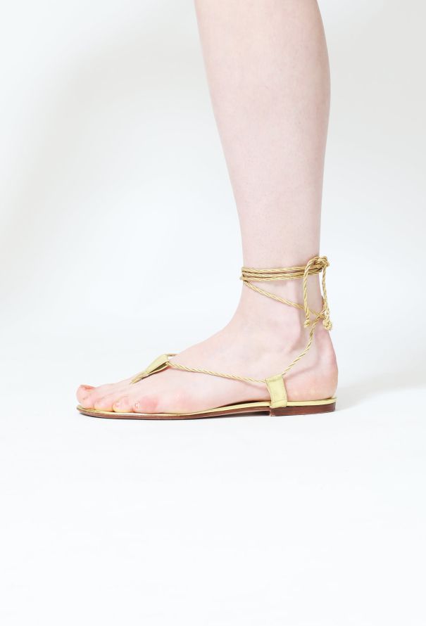 Manolo Blahnik Metallic Lace-Up Sandals - 6