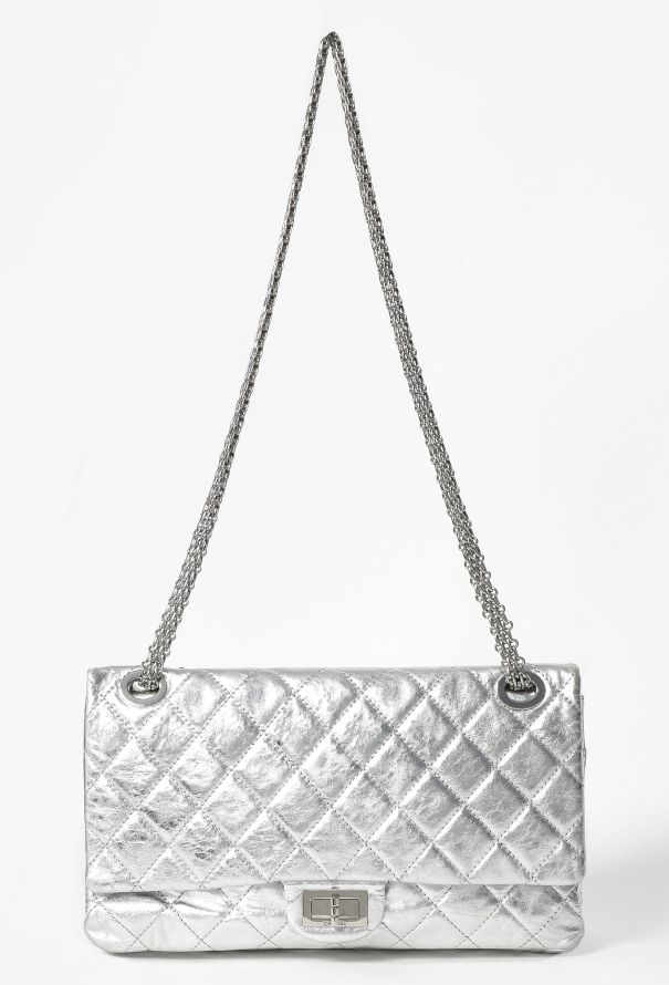 Chanel Silver Metallic 2.55 Maxi Flap Bag - 3