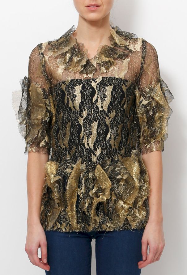 Rodarte Gold Lace Blouse - 1