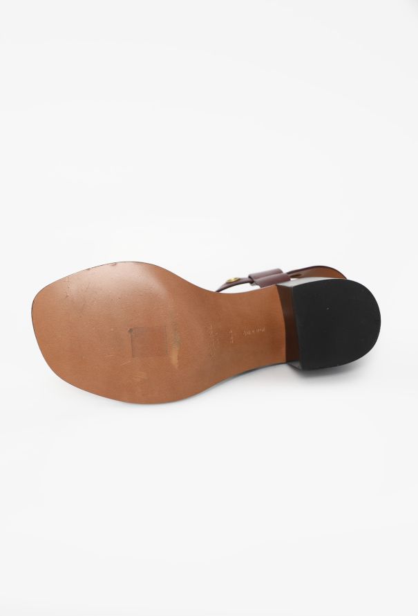 Céline Leather Eyelet Sandals - 5