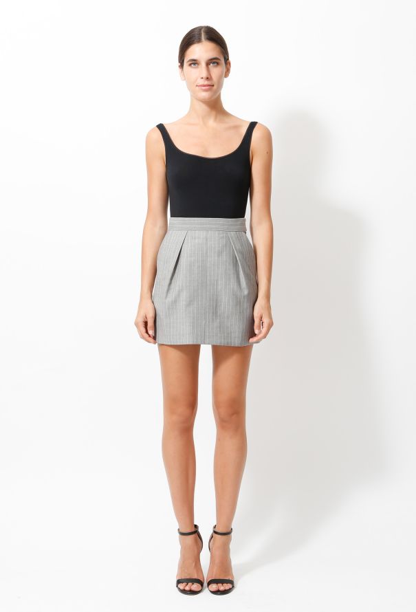 Balenciaga Grey Pinstripe Mini Skirt - 1