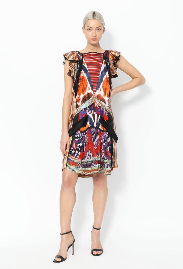 Balenciaga Iconic F/W 2007 Ikat Silk Dress - 4